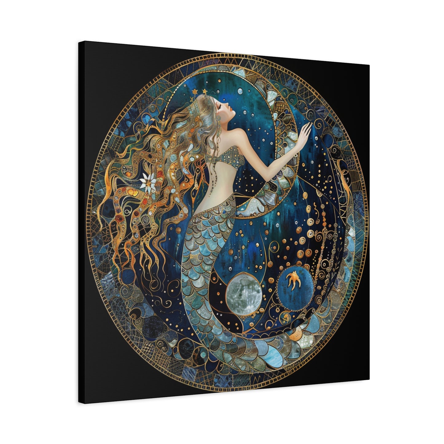 Mermaid Dreams Canvas Art, Ocean Wall Decor, Boho Home Decor, Gift for Her, Coastal Decoration, Celestial Art