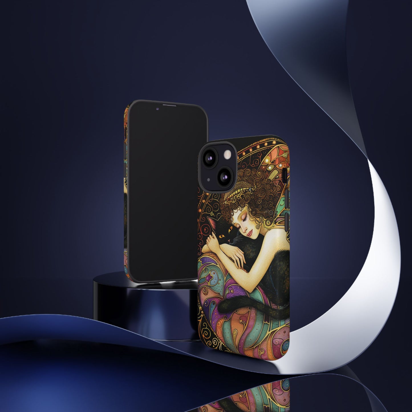 Artistic Phone Case for Cat Lovers, Tough Cases with Enchanting Design, Unique Gift for Birthdays, Holidays, and Celebrations