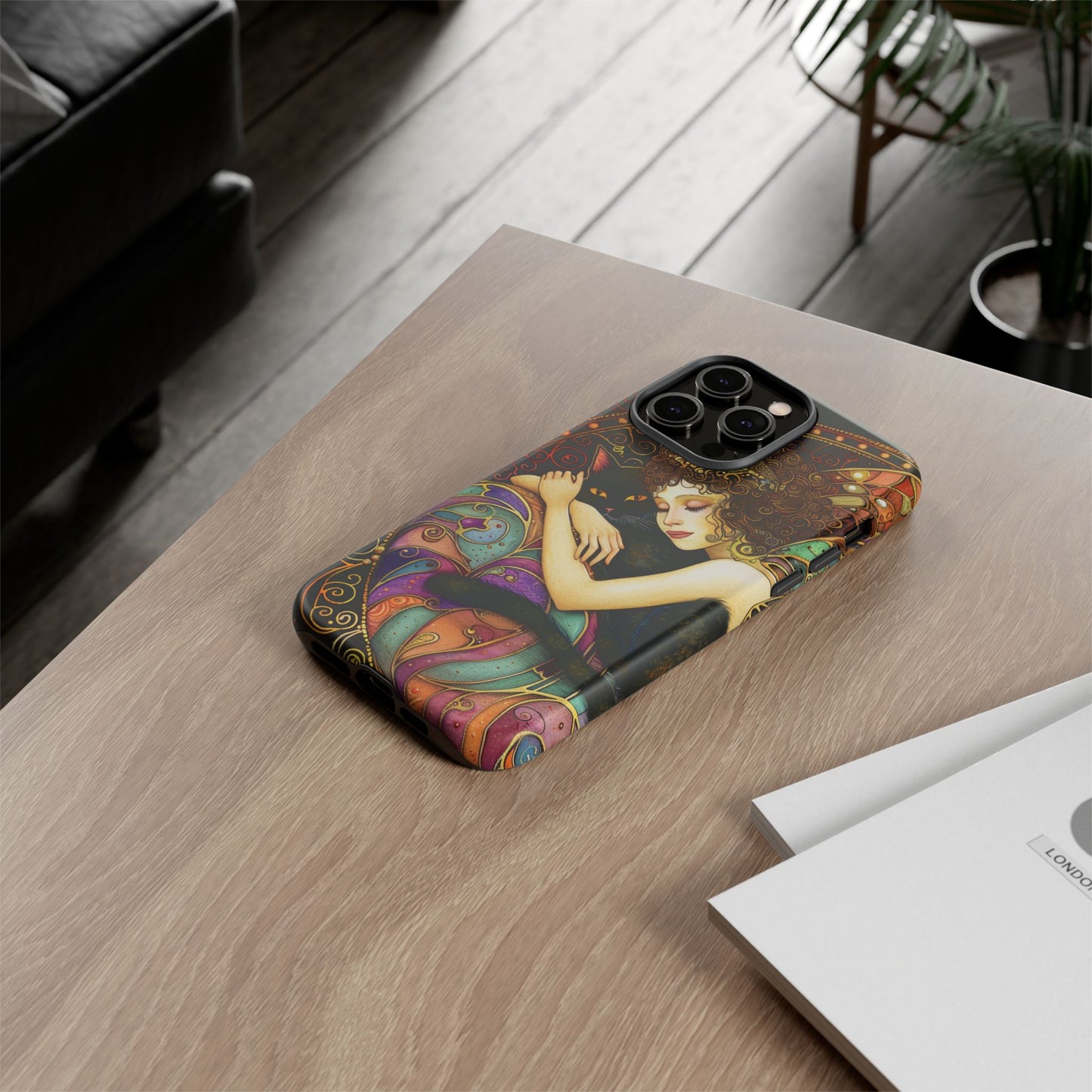 Artistic Phone Case for Cat Lovers, Tough Cases with Enchanting Design, Unique Gift for Birthdays, Holidays, and Celebrations
