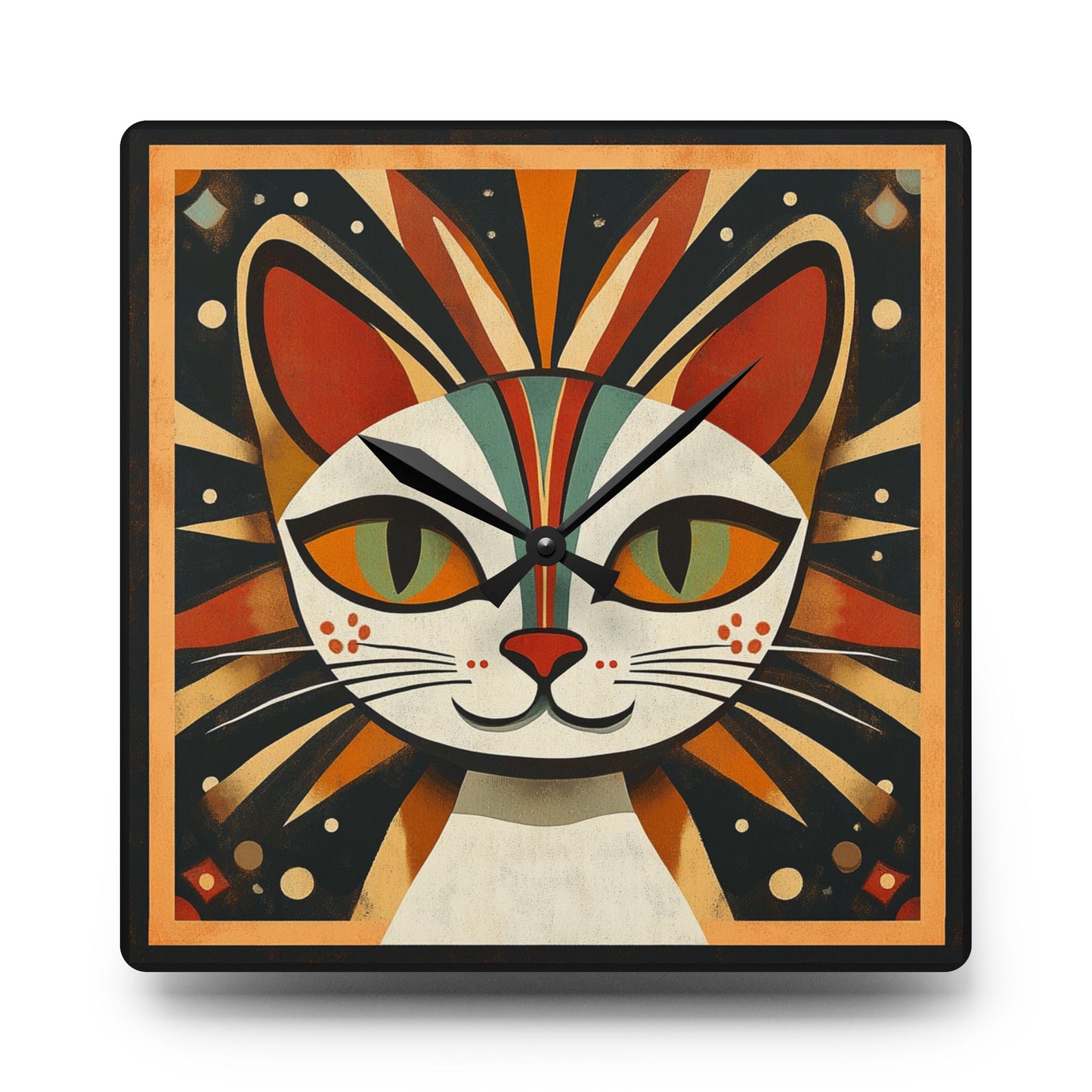 Mid Century Cat Acrylic Wall Clock, Modern Home Decor, Cat Lover Gift, Unique Wall Art, Whimsical Home Accent