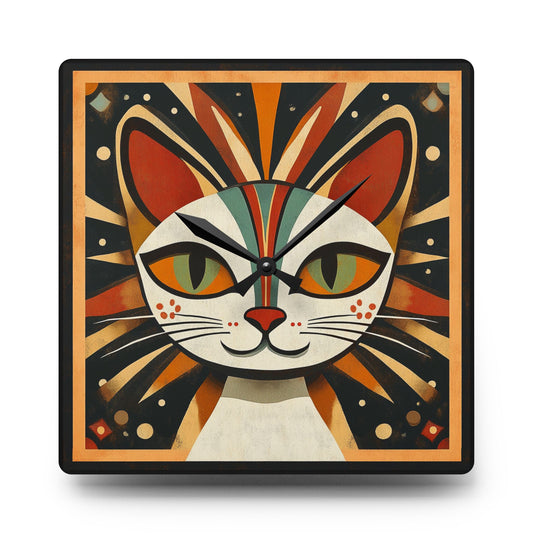 Mid Century Cat Acrylic Wall Clock, Modern Home Decor, Cat Lover Gift, Unique Wall Art, Whimsical Home Accent