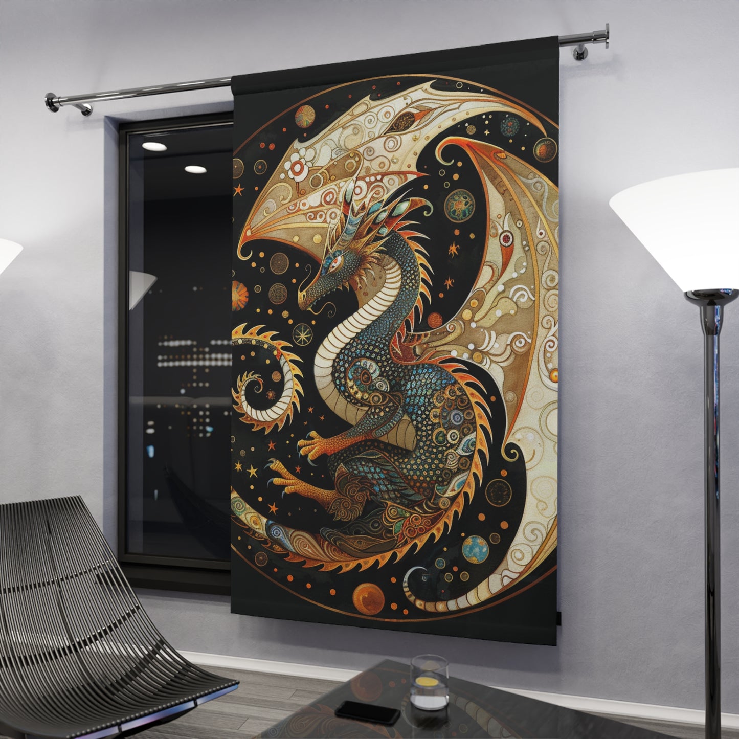 Mystical Dragon Window Curtain - Enchanting Home Decor, Fantasy Room Accessory, Gift for Dragon Lovers, Unique Interior Design