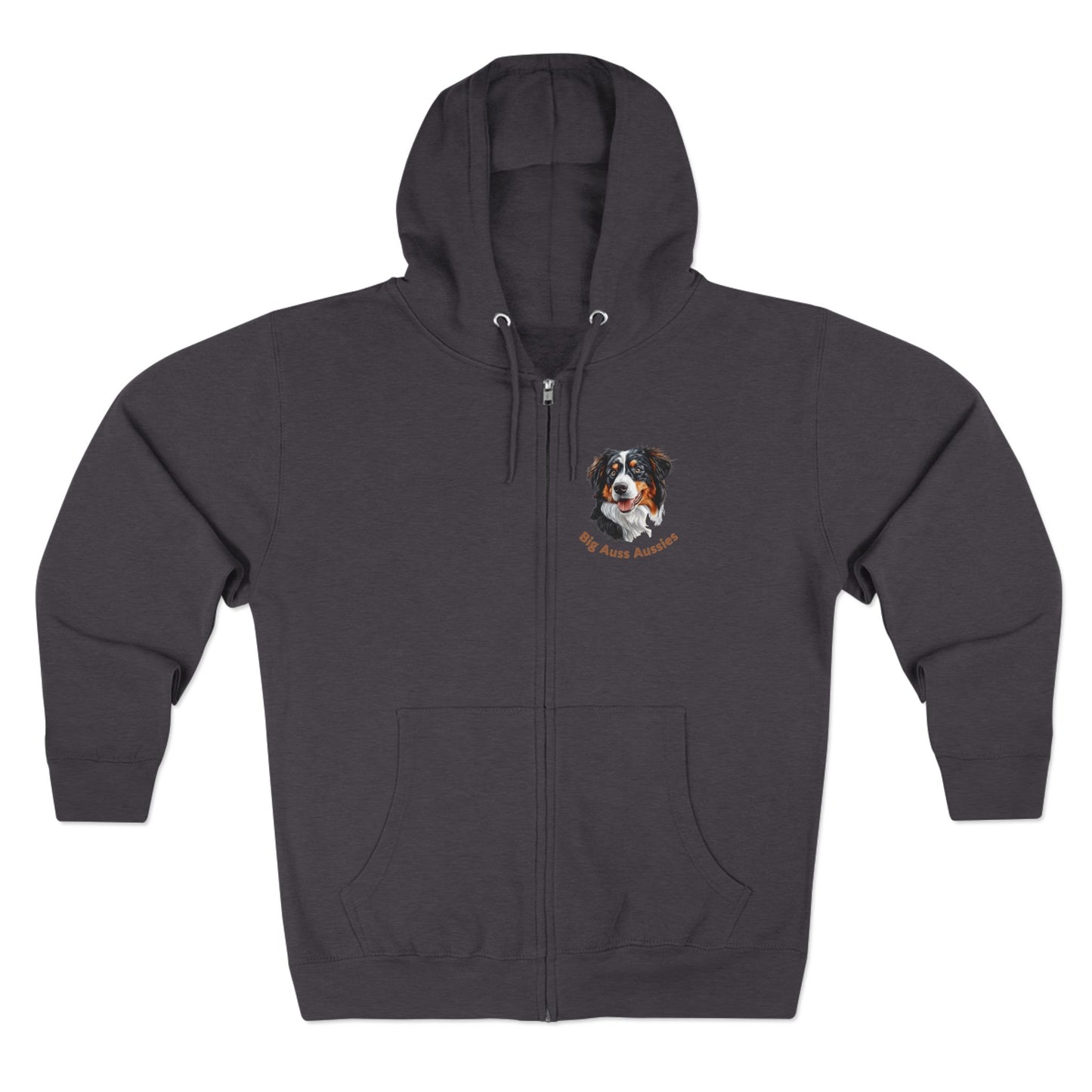 Big Auss Aussies Unisex Zip Hoodie - Cozy Pet Apparel, Australian Shepherd Clothing