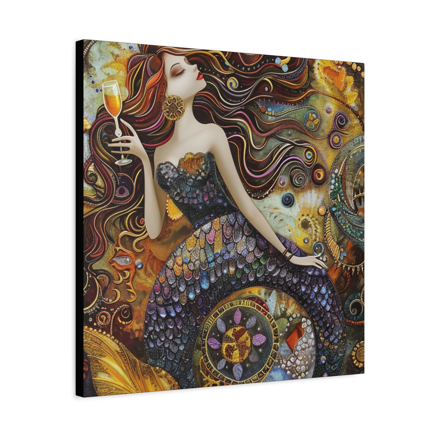 Mermaid Art Canvas, Relaxing Home Decor, Whimsical Wall Art, Unique Gift, Fantasy Artwork