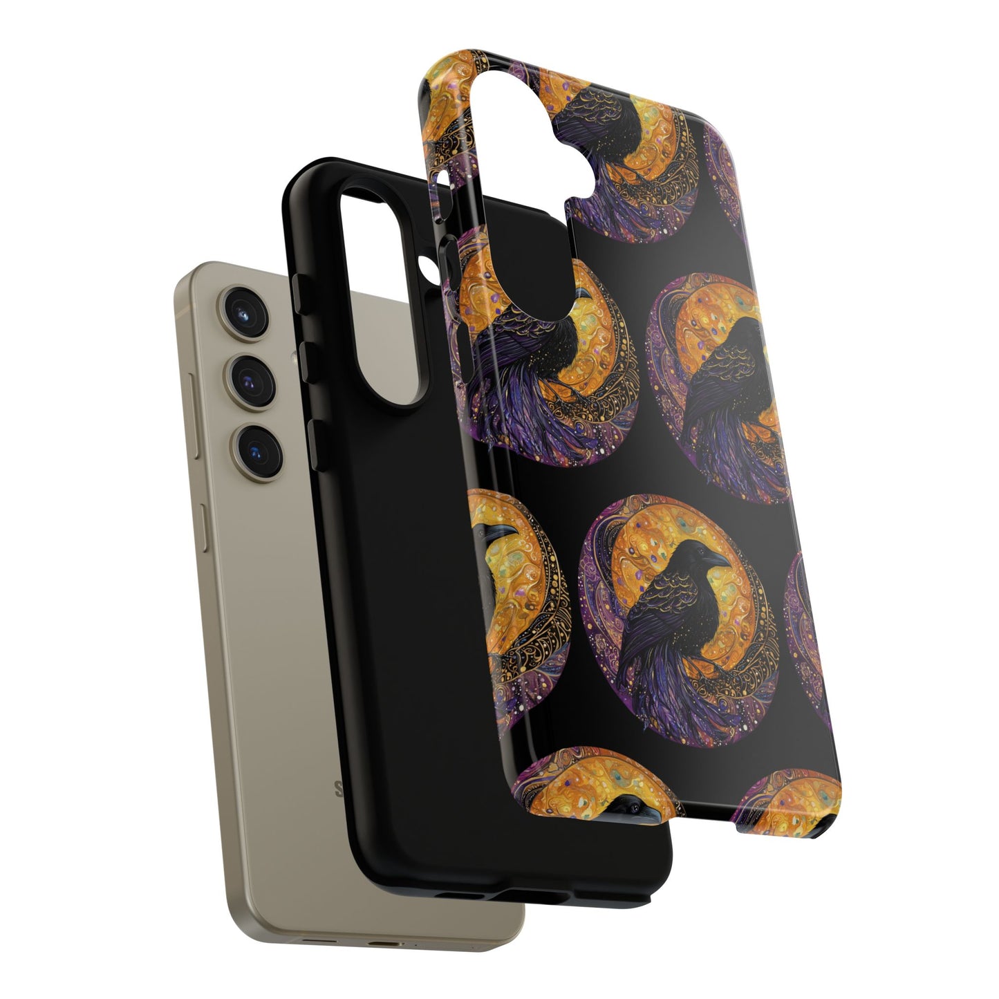 Raven Celestial Phone Case, Astrological Gift, Bird Lover Accessory, Tough Phone Cover, Gothic Aesthetic, Halloween Tech Decor