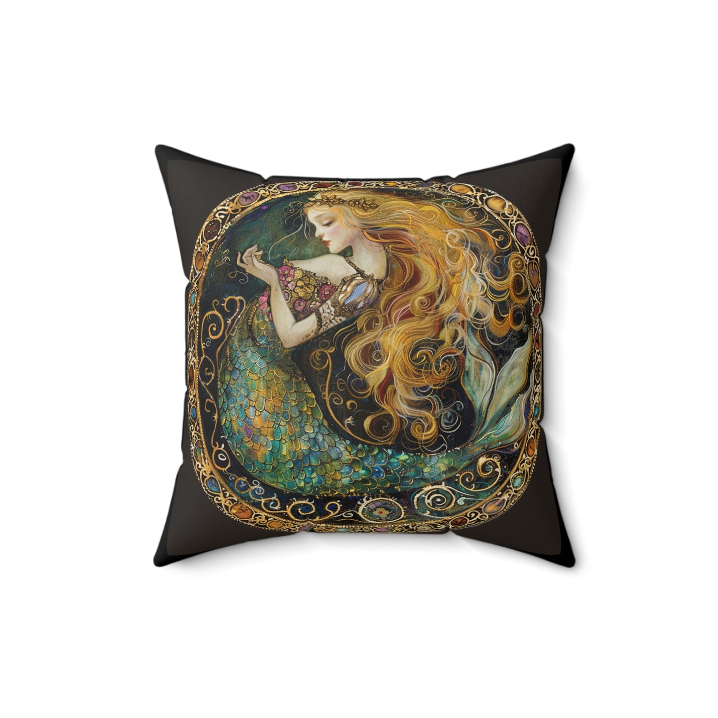 Mermaid Dream Faux Suede Pillow | Decorative Cushion, Boho Home Decor, Cozy Living Room Accent, Gift for Her, Mermaid Lovers