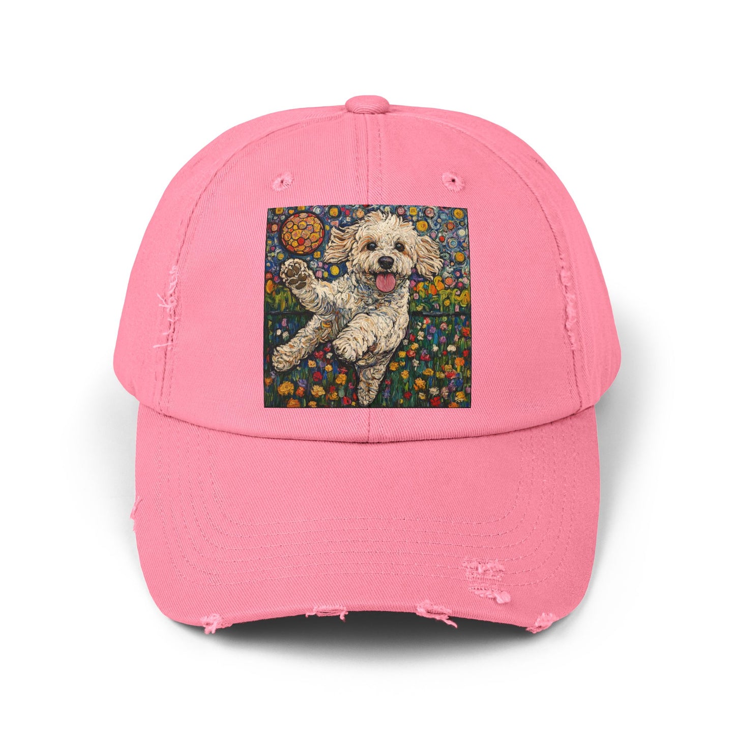 Doodle Pickleball Art Cap, Distressed Baseball Hat, Pet Lover Gift, Casual Summer Hat, Dog Mom Cap, Fun Gift for Dog Owners