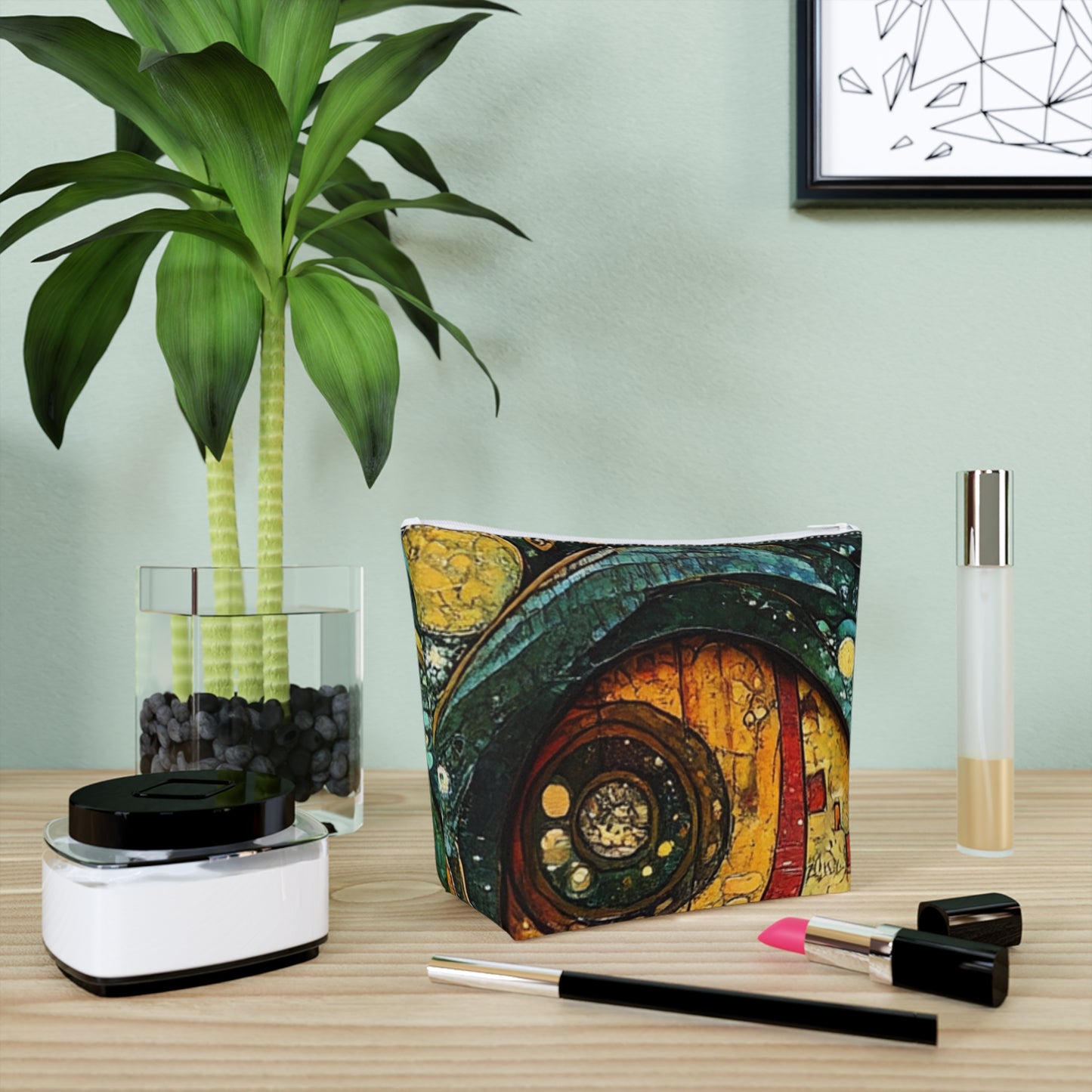 Fairy Door Artistic Cotton Cosmetic Bag - Unique Makeup Pouch, Gift for Her, Travel Organizer, Bohemian Style, Everyday Essentials