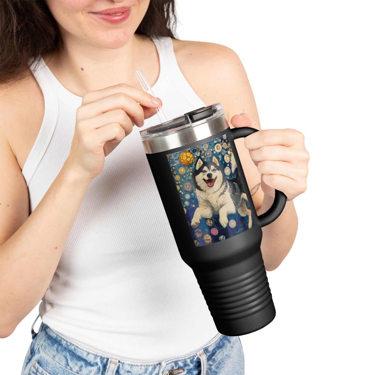 Husky Insulated Travel Mug, 40oz - Perfect for Dog Lovers, Gifts, Outdoors, Travel, Coffee and Tea Enthusiasts