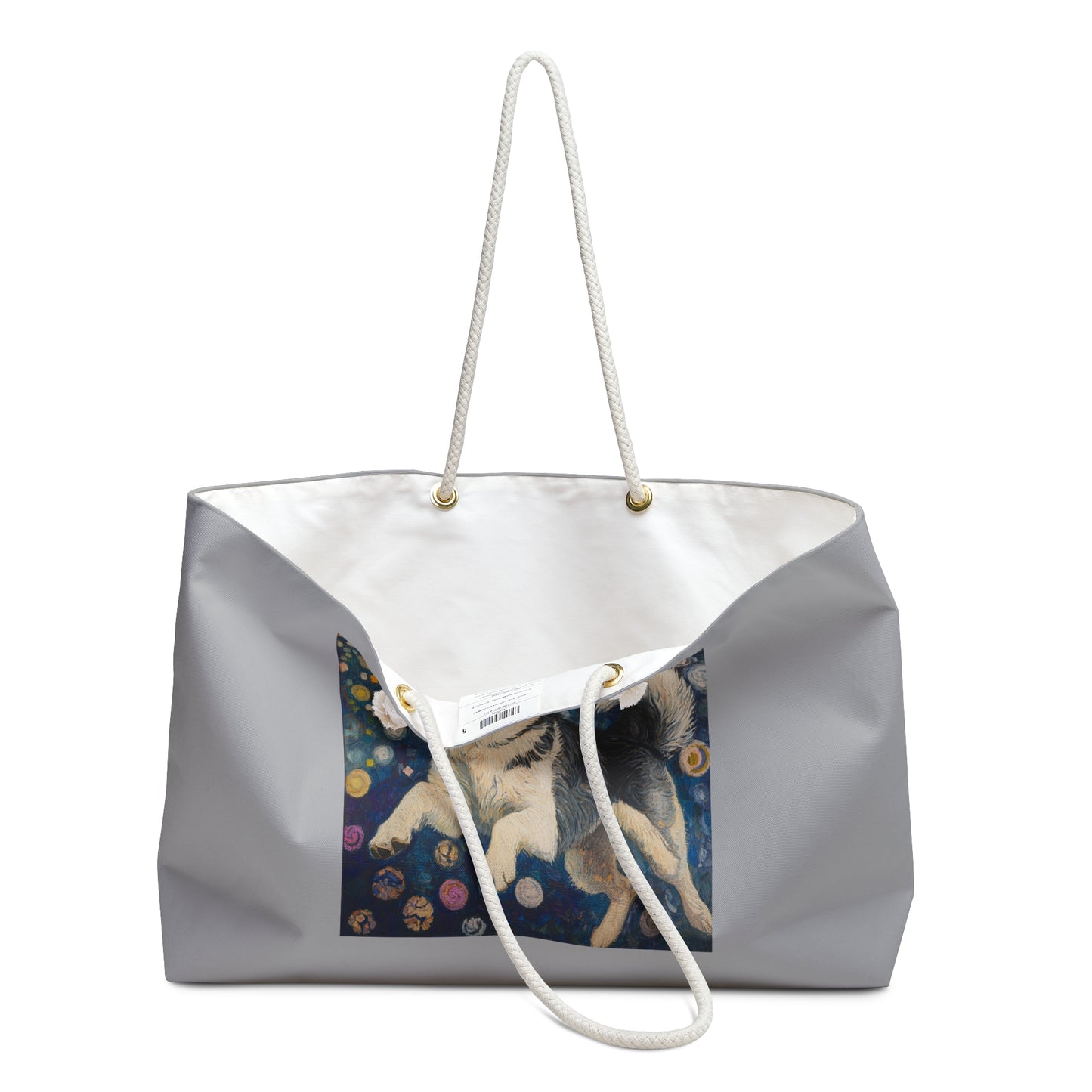 Happy Husky Weekender Bag, Travel Tote, Pet Lover Gift, Beach Bag, Overnight Carryall, Dog Art Design