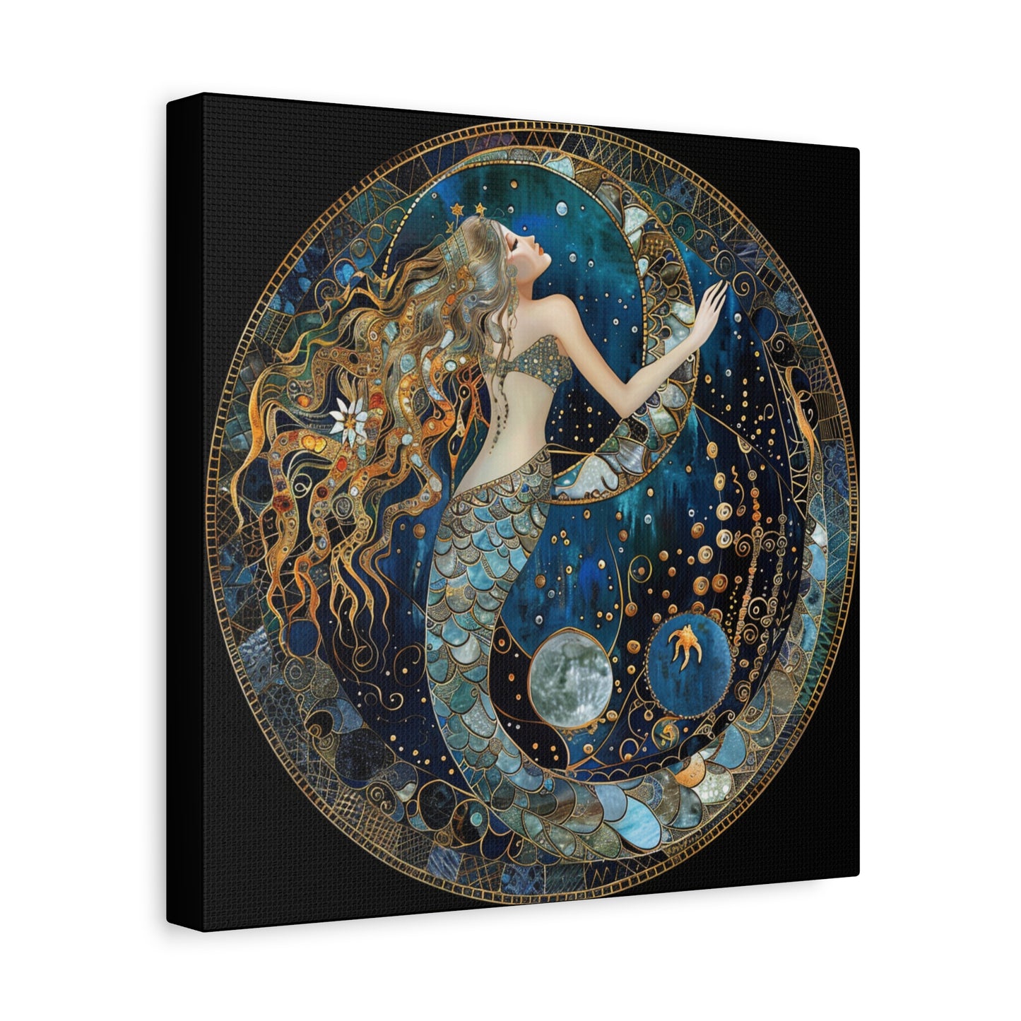 Mermaid Dreams Canvas Art, Ocean Wall Decor, Boho Home Decor, Gift for Her, Coastal Decoration, Celestial Art