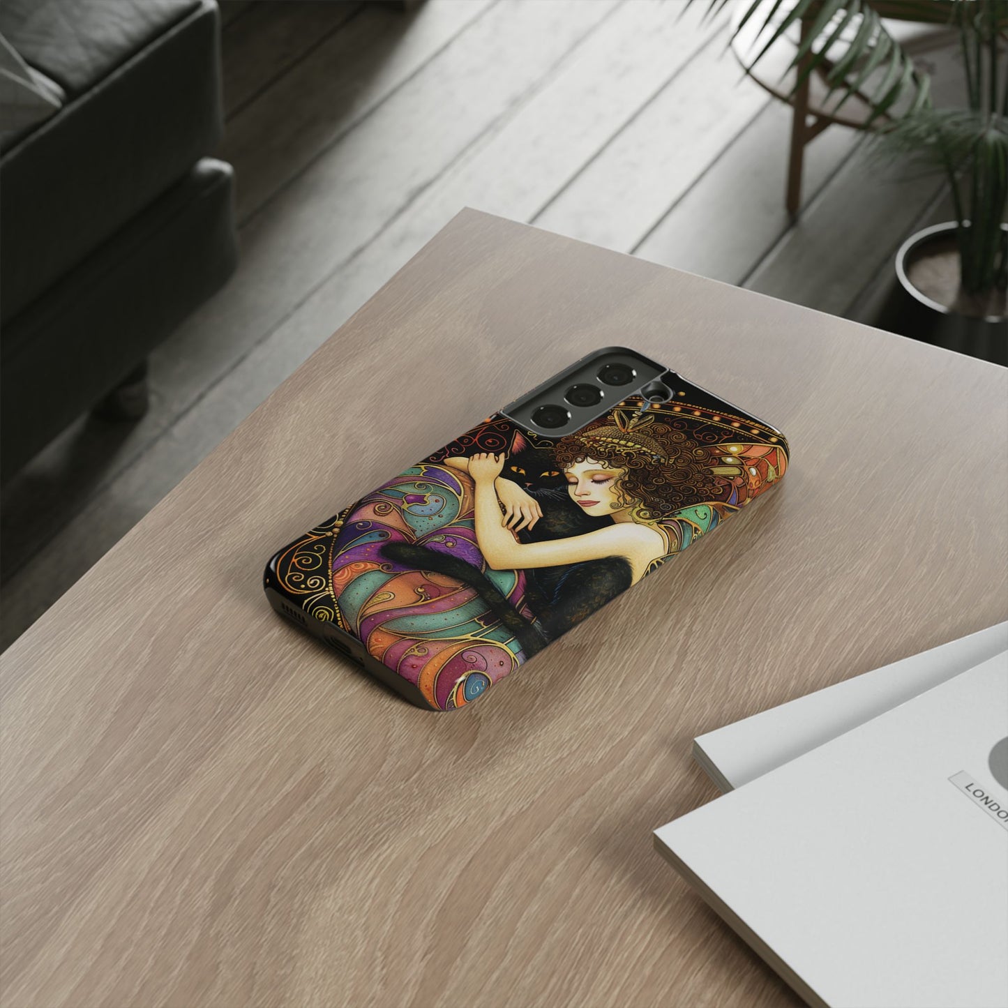Artistic Phone Case for Cat Lovers, Tough Cases with Enchanting Design, Unique Gift for Birthdays, Holidays, and Celebrations