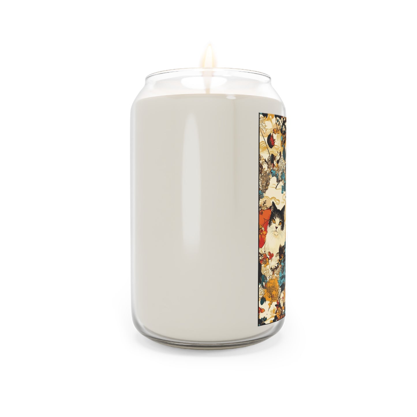 Geisha Cat Floral Scented Soy Candle, Relaxing Home Decor, Gift for Her, Aromatherapy Candle, Unique Housewarming Gift