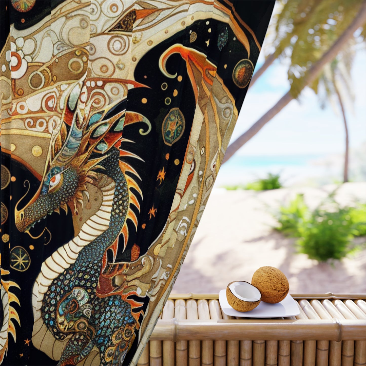 Mystical Dragon Window Curtain - Enchanting Home Decor, Fantasy Room Accessory, Gift for Dragon Lovers, Unique Interior Design