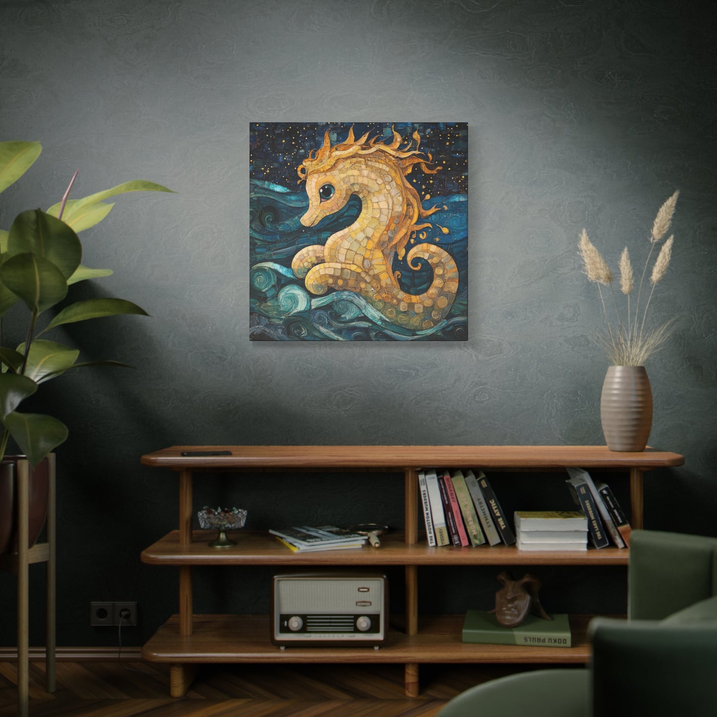 Seahorse Art Canvas Print, Nautical Home Decor, Ocean Lover Gift, Sea Creature Wall Art, Children's Room Decoration