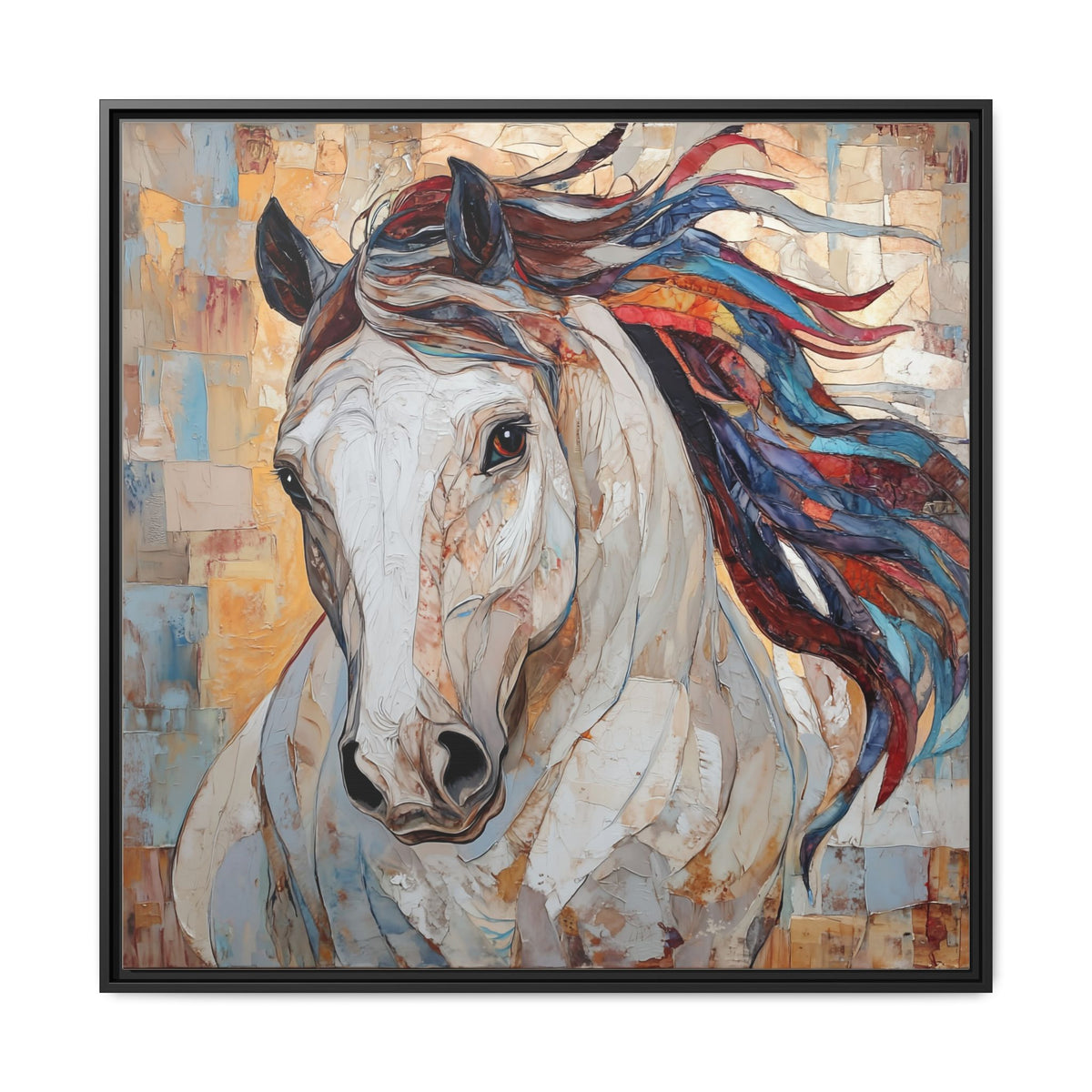 Colorful Mane Horse Matte Canvas Framed | Equine Wall Art