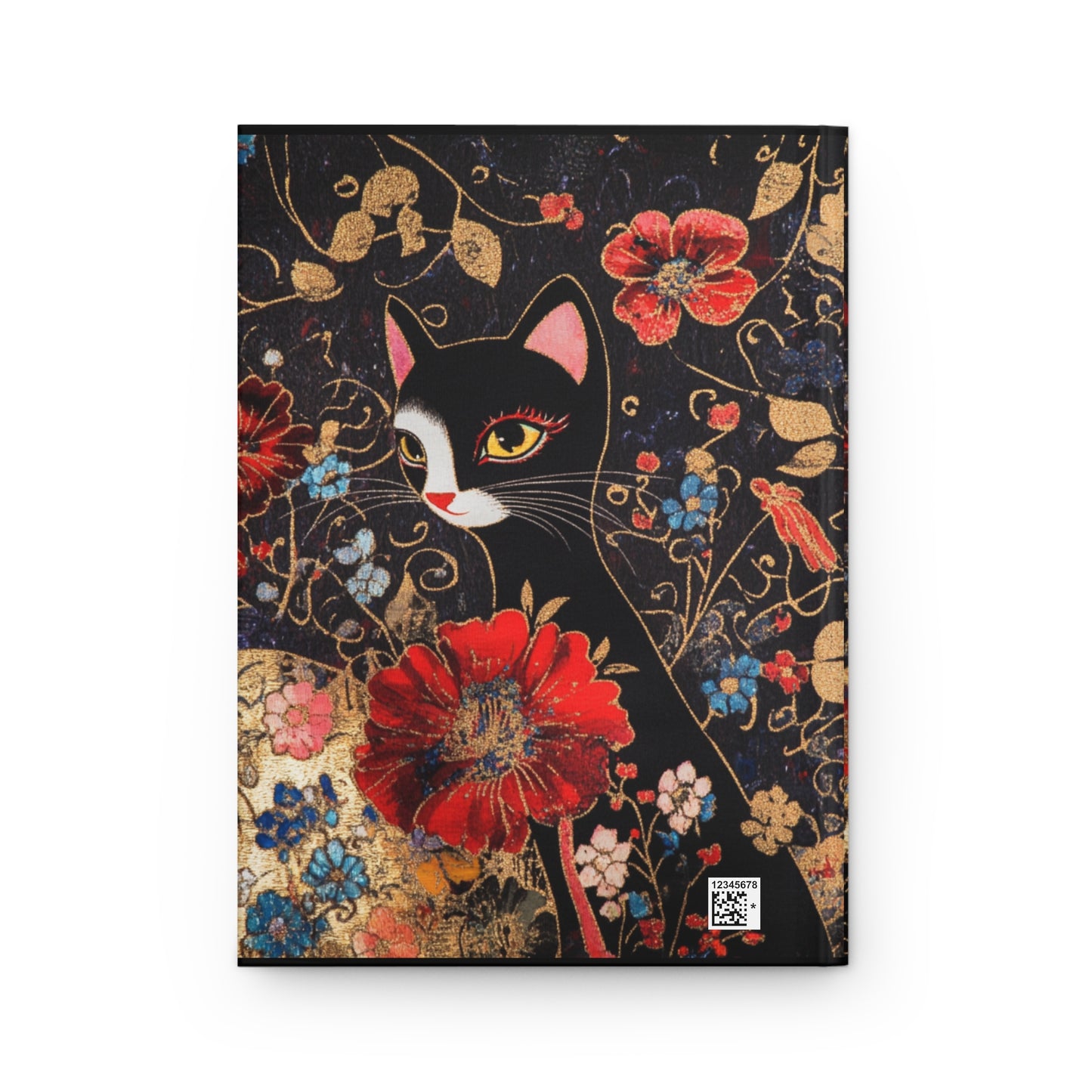 Geisha Cat Hardcover Journal, Floral Notebook, Gift for Cat Lovers, Unique Diary, Writing Journal, Birthday Gift, Art Journal