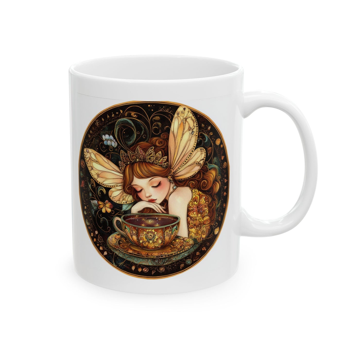 Tea Time Fairy Collection, "Chamomile", Butterfly Design Coffee Cup, Gift for Her, Floral Mug, Nature Lover's Drinkware, Home Decor