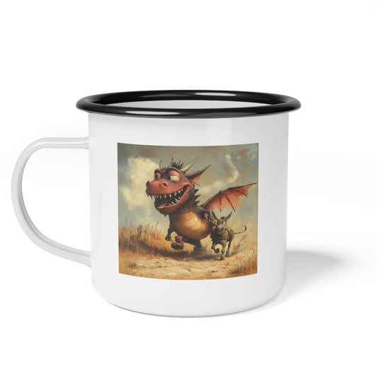 Dragon Ass Enamel Camp Cup, Adventure Mug, Camping Gift, Fantasy Drinkware, Unique Coffee Cup