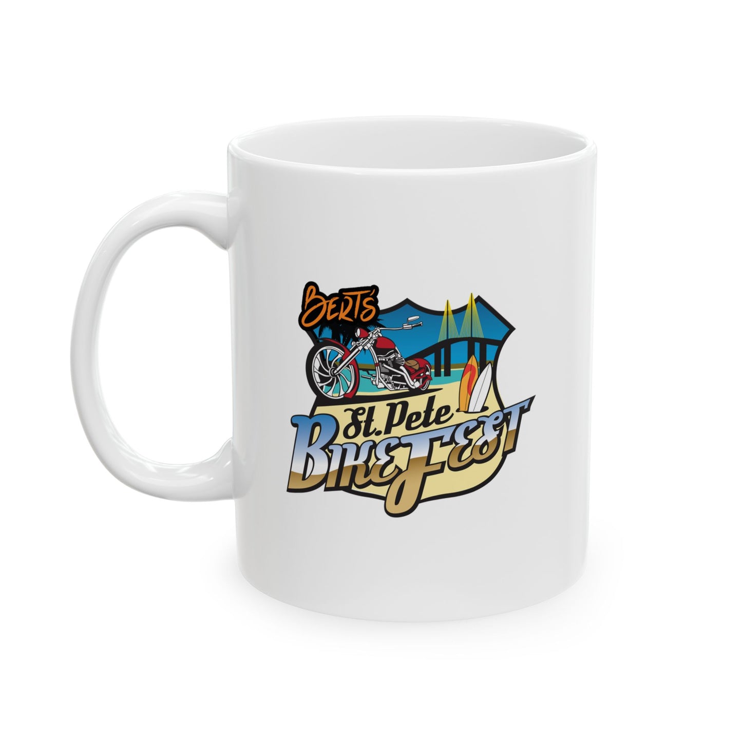 St Pete FL Bike Fest Ceramic Mug with Unique Design, Perfect for Coffee Lovers, Gift for Friends, Home Decor, Fun Office Mug
