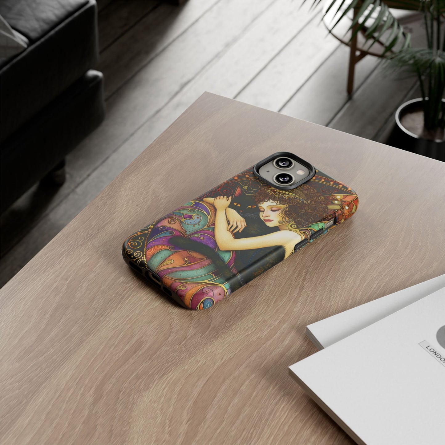 Artistic Phone Case for Cat Lovers, Tough Cases with Enchanting Design, Unique Gift for Birthdays, Holidays, and Celebrations