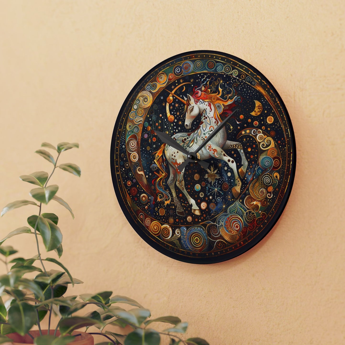 Magical Unicorn Acrylic Wall Clock, Unique Home Decor, Fantasy Art Clock, Gift for Kids, Whimsical Wall Art