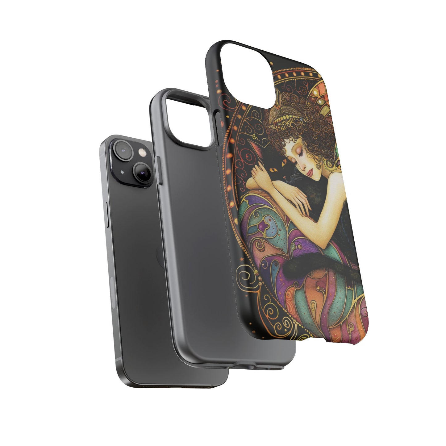 Artistic Phone Case for Cat Lovers, Tough Cases with Enchanting Design, Unique Gift for Birthdays, Holidays, and Celebrations