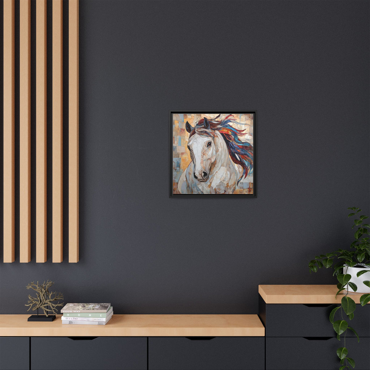 Colorful Mane Horse Matte Canvas Framed | Equine Wall Art
