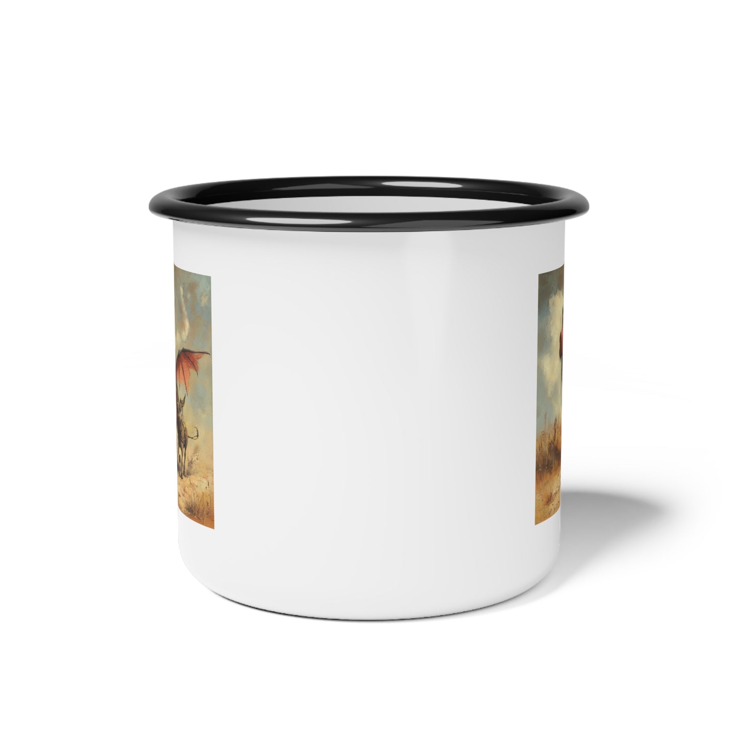Dragon Ass Enamel Camp Cup, Adventure Mug, Camping Gift, Fantasy Drinkware, Unique Coffee Cup