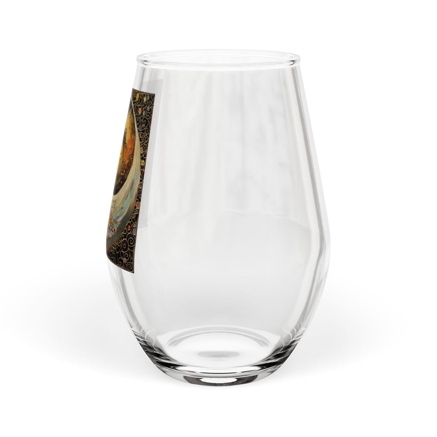 Moon Goddess Illustration Stemless Wine Glass | Celestial, Floral Art