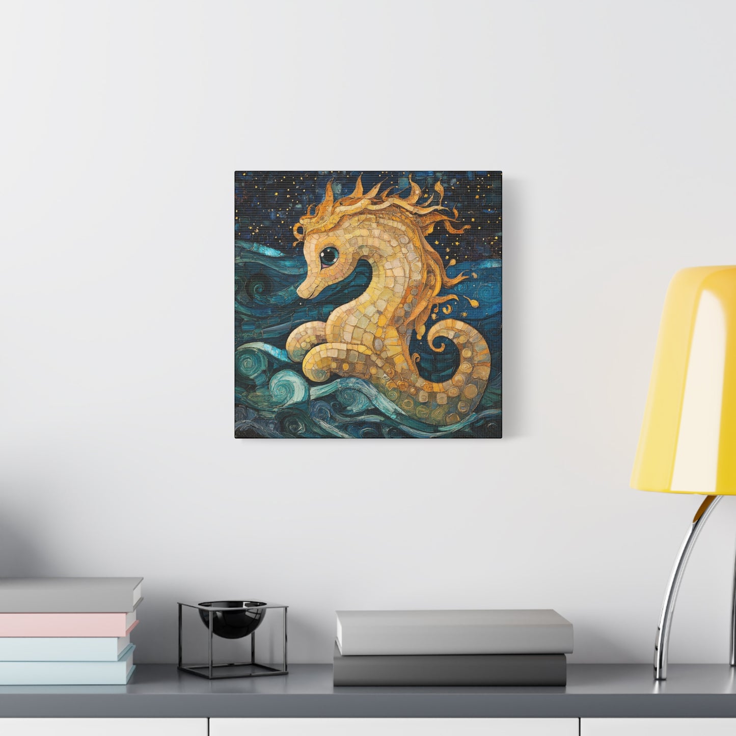 Seahorse Art Canvas Print, Nautical Home Decor, Ocean Lover Gift, Sea Creature Wall Art, Children's Room Decoration