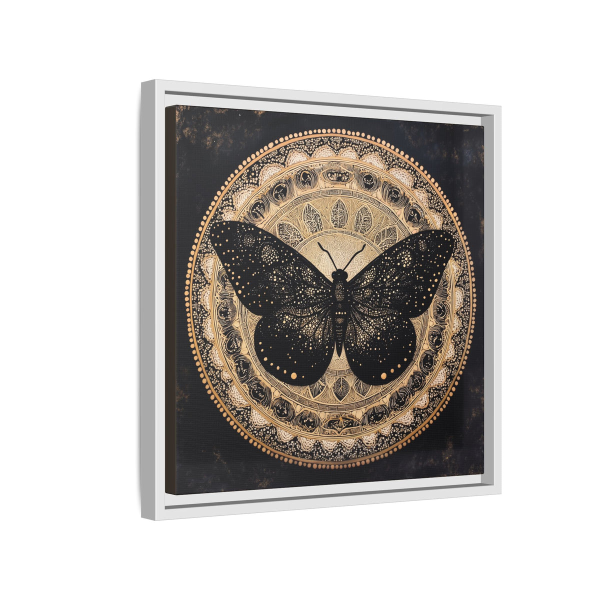 Black Moth Mandala Matte Canvas Framed | Wall Art