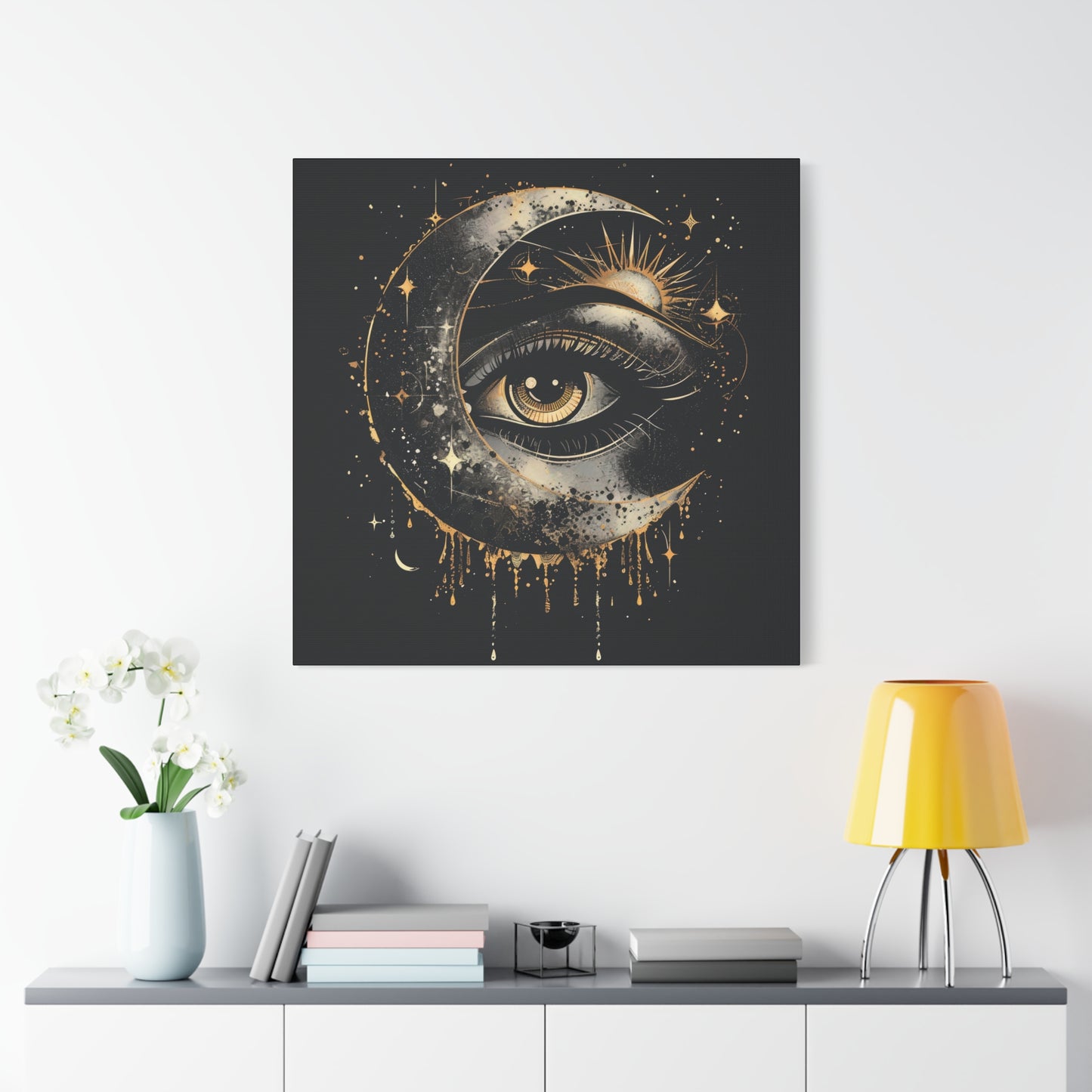 Celestial Eye Canvas Art Print, Mystic Moon Artwork, Astrology Decor, Spiritual Wall Art, Gift for Astronomers