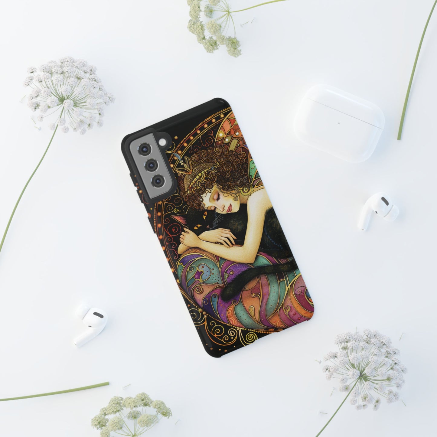 Artistic Phone Case for Cat Lovers, Tough Cases with Enchanting Design, Unique Gift for Birthdays, Holidays, and Celebrations