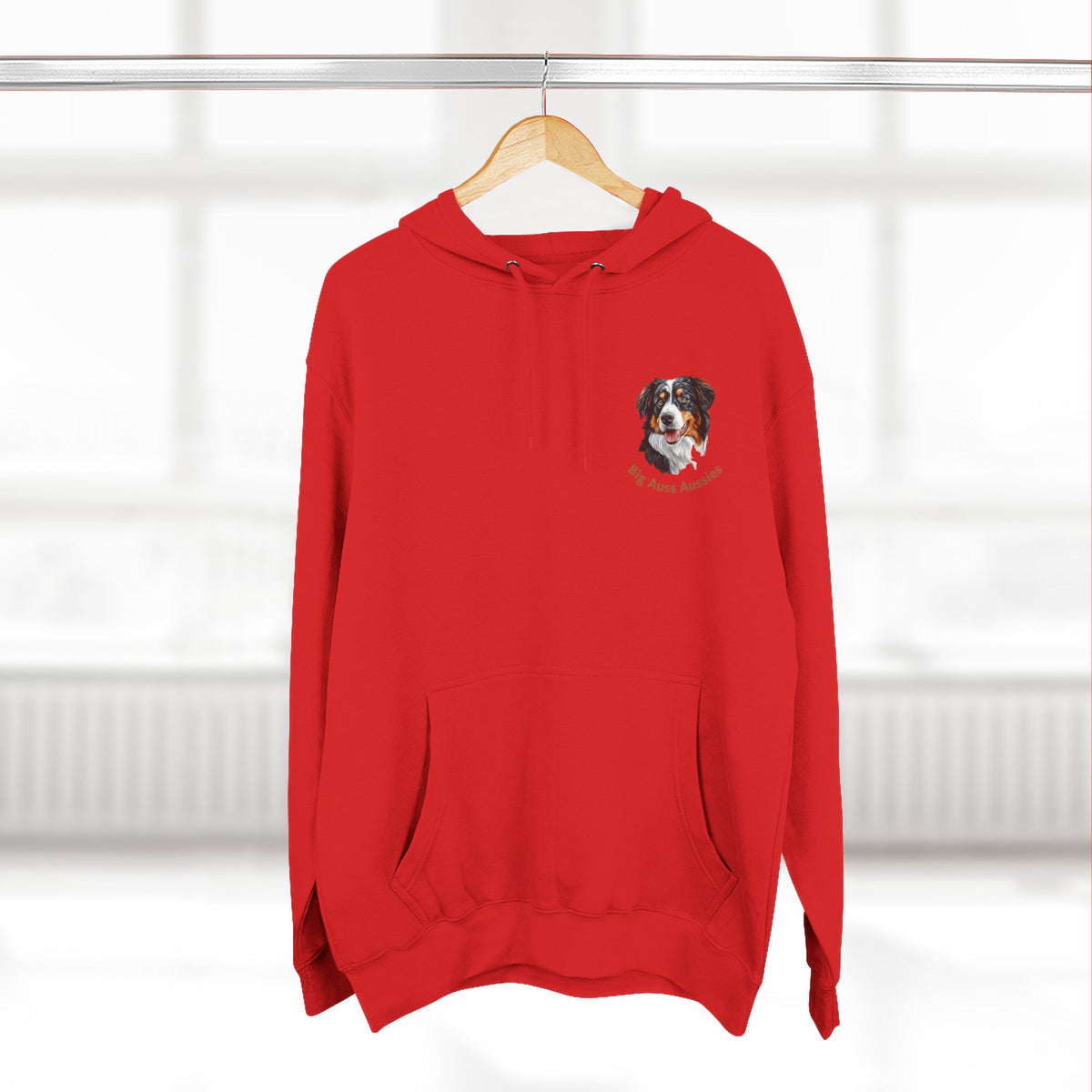 Big Auss Aussie Hoodie - Fleece Hoodie with Tri Color Australian Shepherd Design