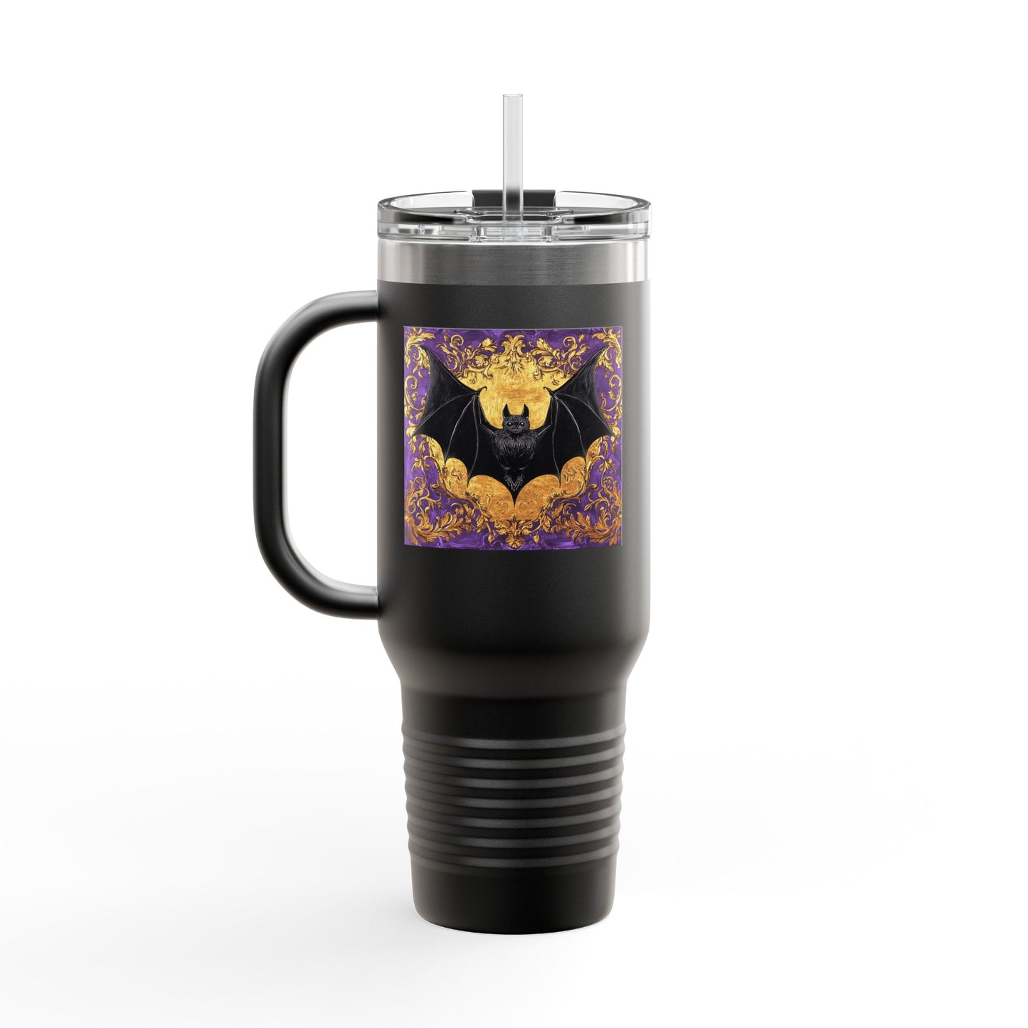 Spooky Bat Insulated Travel Mug | 40oz Halloween Coffee Cup, Bat Design, Perfect for Fall, Gifts for Friends, Unique Travel Mug