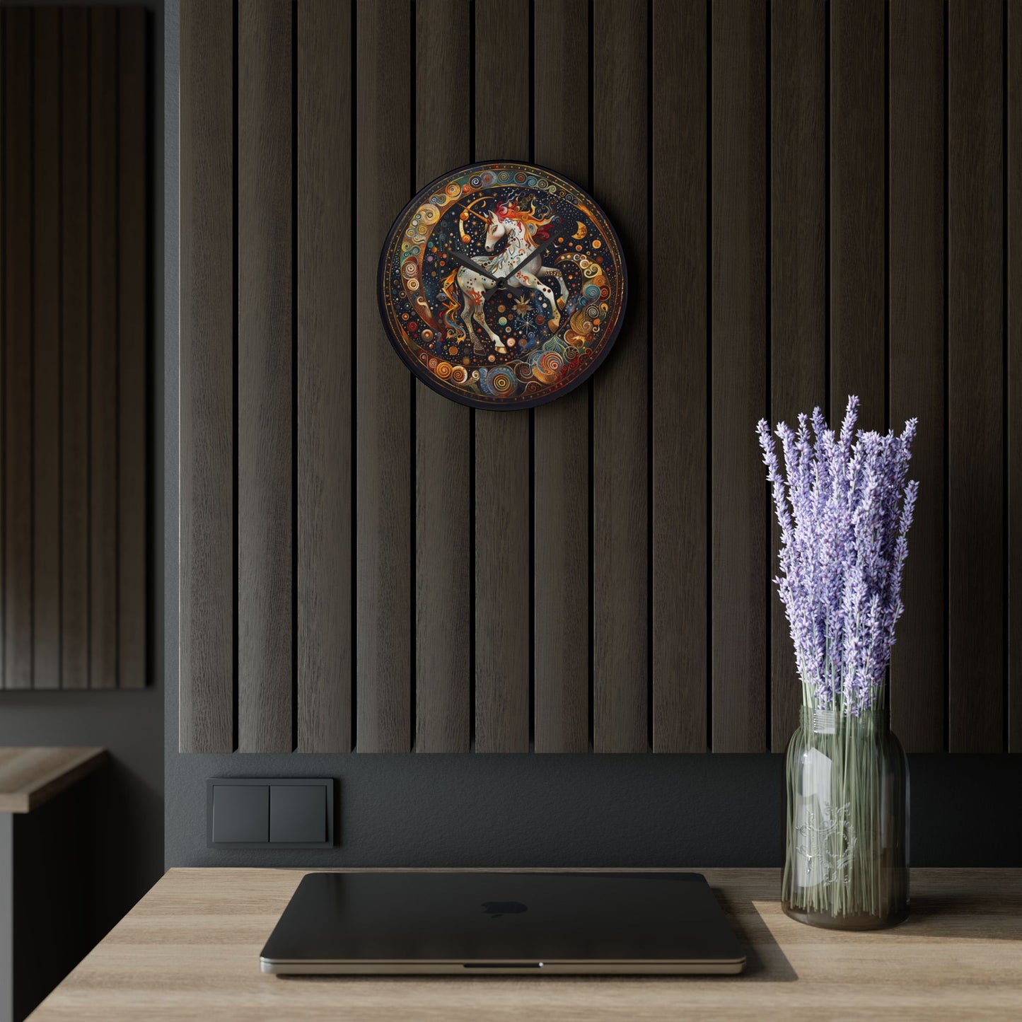 Magical Unicorn Acrylic Wall Clock, Unique Home Decor, Fantasy Art Clock, Gift for Kids, Whimsical Wall Art