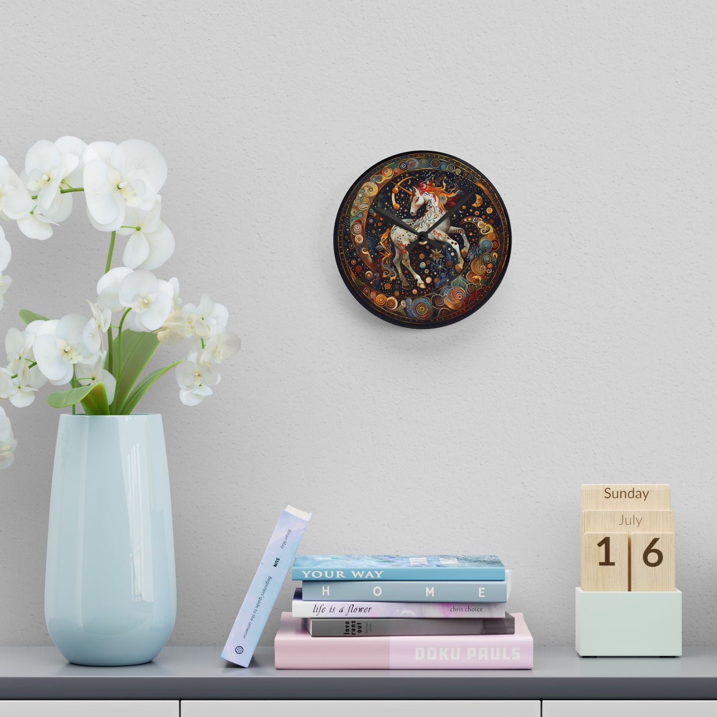 Magical Unicorn Acrylic Wall Clock, Unique Home Decor, Fantasy Art Clock, Gift for Kids, Whimsical Wall Art