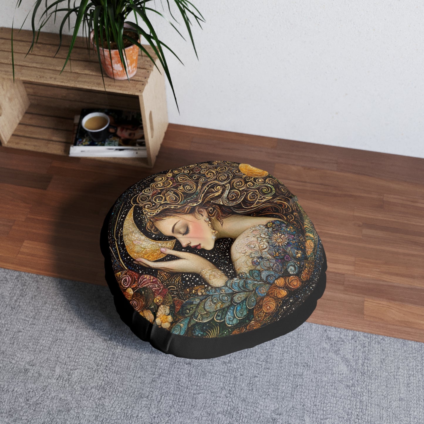 Mermaid Slumber Tufted Floor Pillow, Round - Cozy Home Decor, Meditation Cushion, Bohemian Gift, Festival Accent, Bedroom Accessory