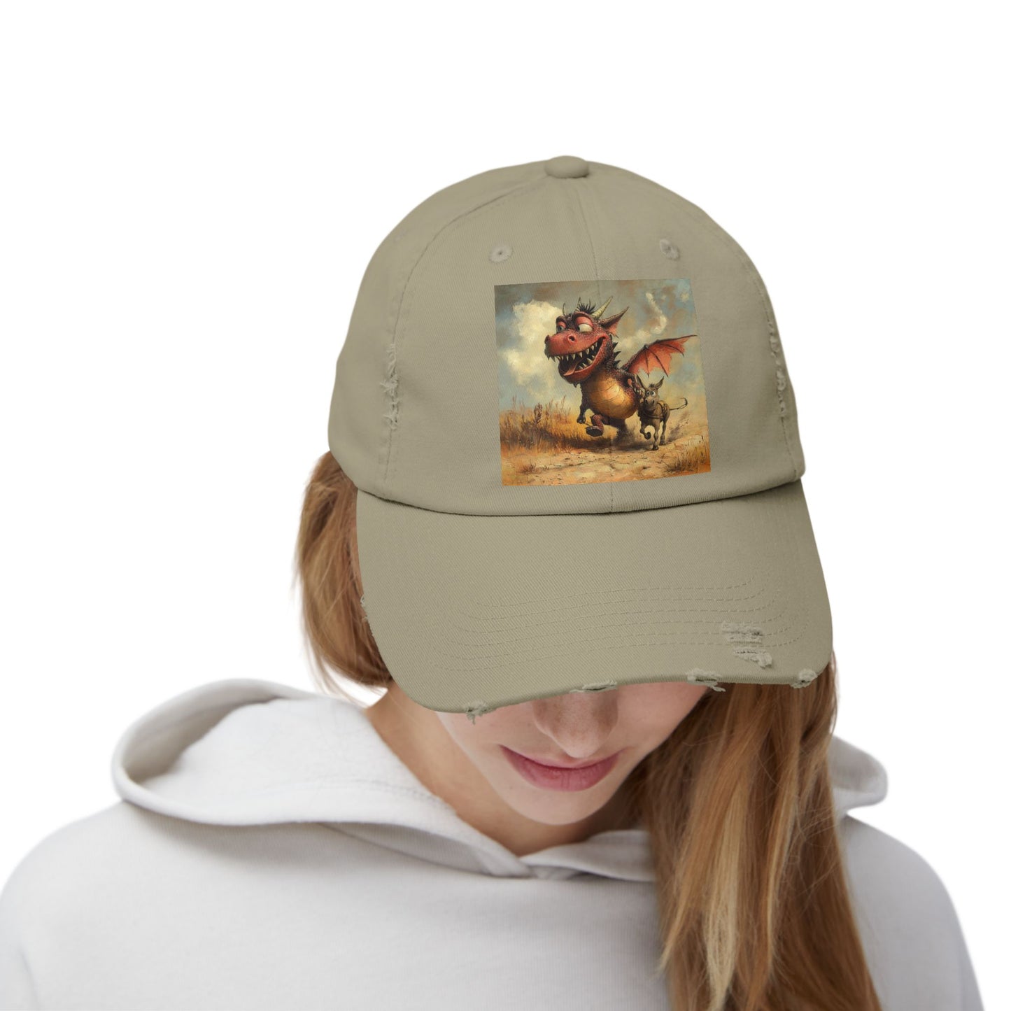 Playful Dragon Ass Distressed Cap | Unisex Cap, Casual, Gift for Fantasy Lovers, Birthday Gift, Festival Attire