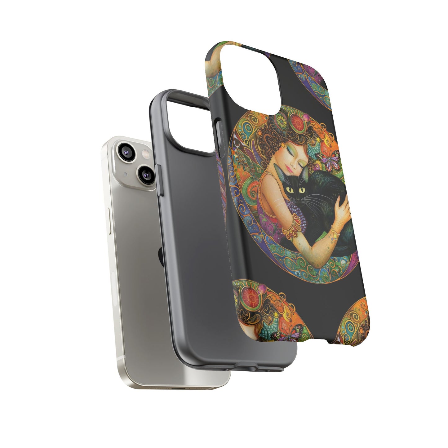 Tough Cases Phone Case, Colorful Protective Cover for Cat Lovers, Trendy Gift for Birthdays, Unique Art Phone Accessories