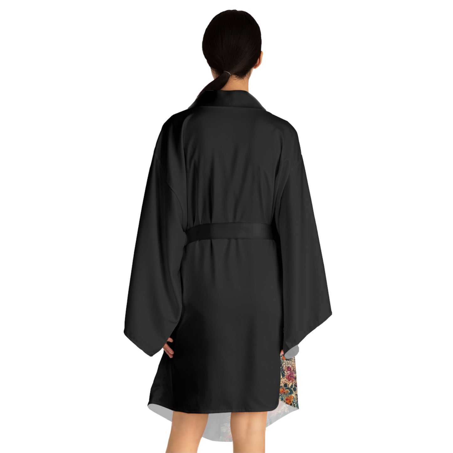 Geisha Cat Elegant Long Sleeve Kimono Robe, Cat-Themed Loungewear, Perfect for Relaxation, Gift for Cat Lovers, Cozy Home Decor