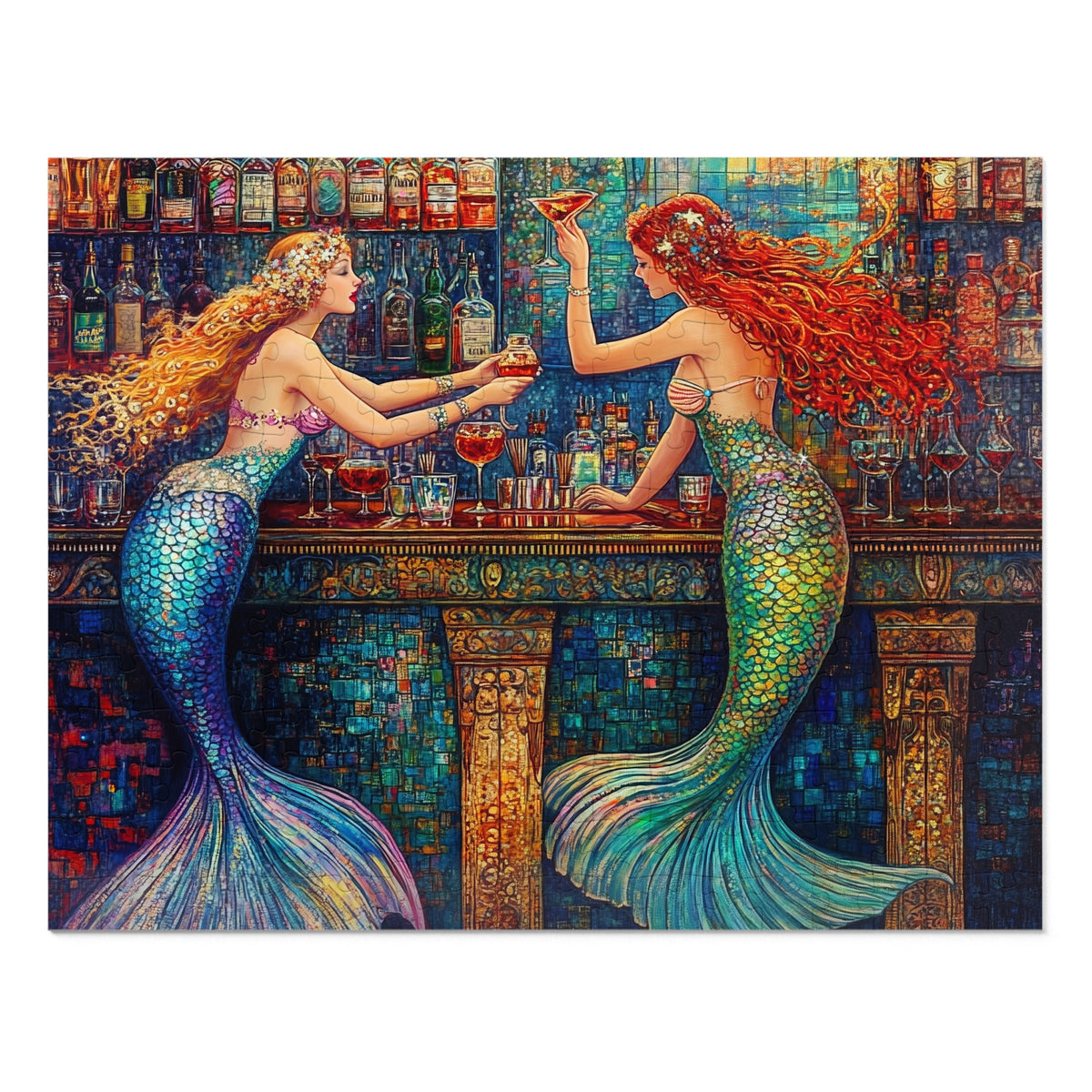 Mermaid Bar Jigsaw Puzzle with Tin | Colorful Ocean Fantasy Puzzle