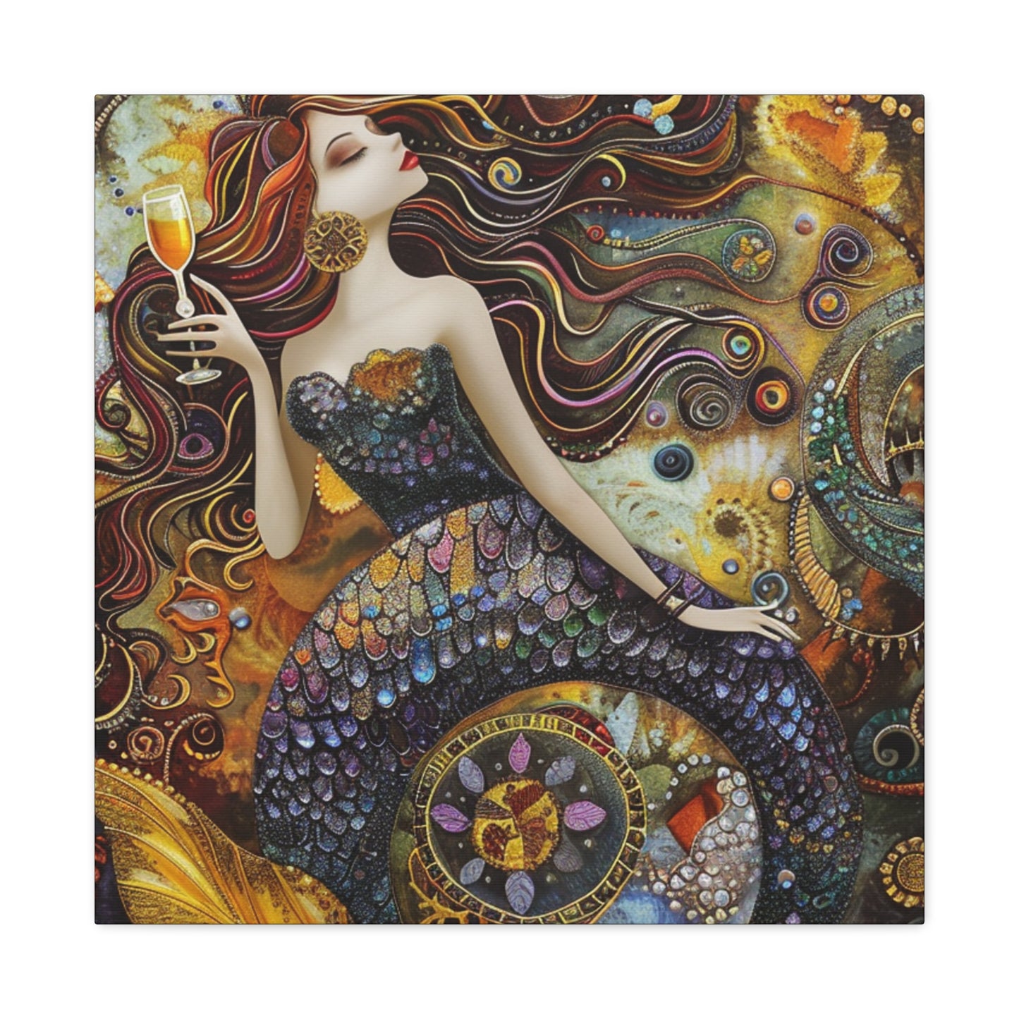 Mermaid Art Canvas, Relaxing Home Decor, Whimsical Wall Art, Unique Gift, Fantasy Artwork