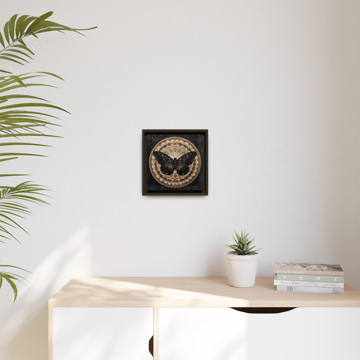 Black Moth Mandala Matte Canvas Framed | Wall Art