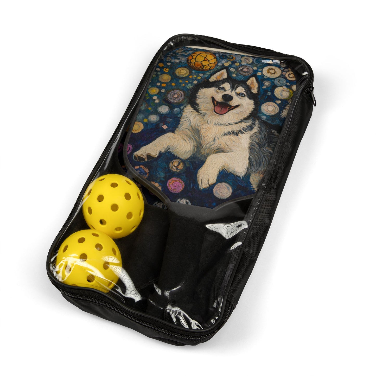Pickleball Paddle Set with Husky Design, Fun Outdoor Game, Pet Lover Gift, Sports Equipment, Family Activity