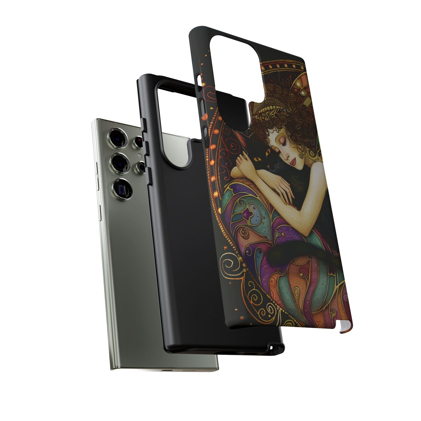 Artistic Phone Case for Cat Lovers, Tough Cases with Enchanting Design, Unique Gift for Birthdays, Holidays, and Celebrations