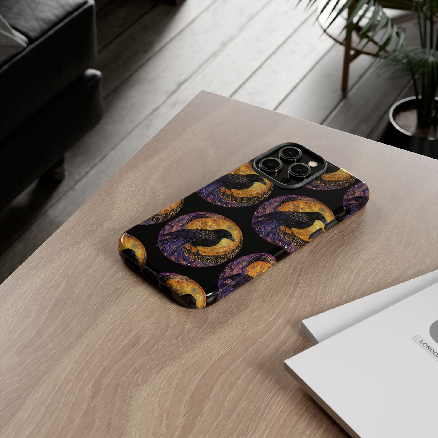 Raven Celestial Phone Case, Astrological Gift, Bird Lover Accessory, Tough Phone Cover, Gothic Aesthetic, Halloween Tech Decor