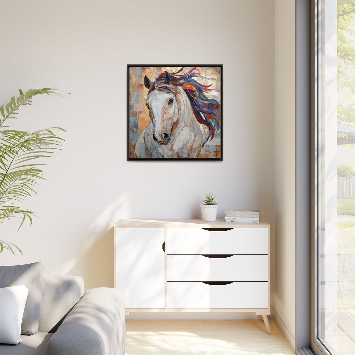Colorful Mane Horse Matte Canvas Framed | Equine Wall Art