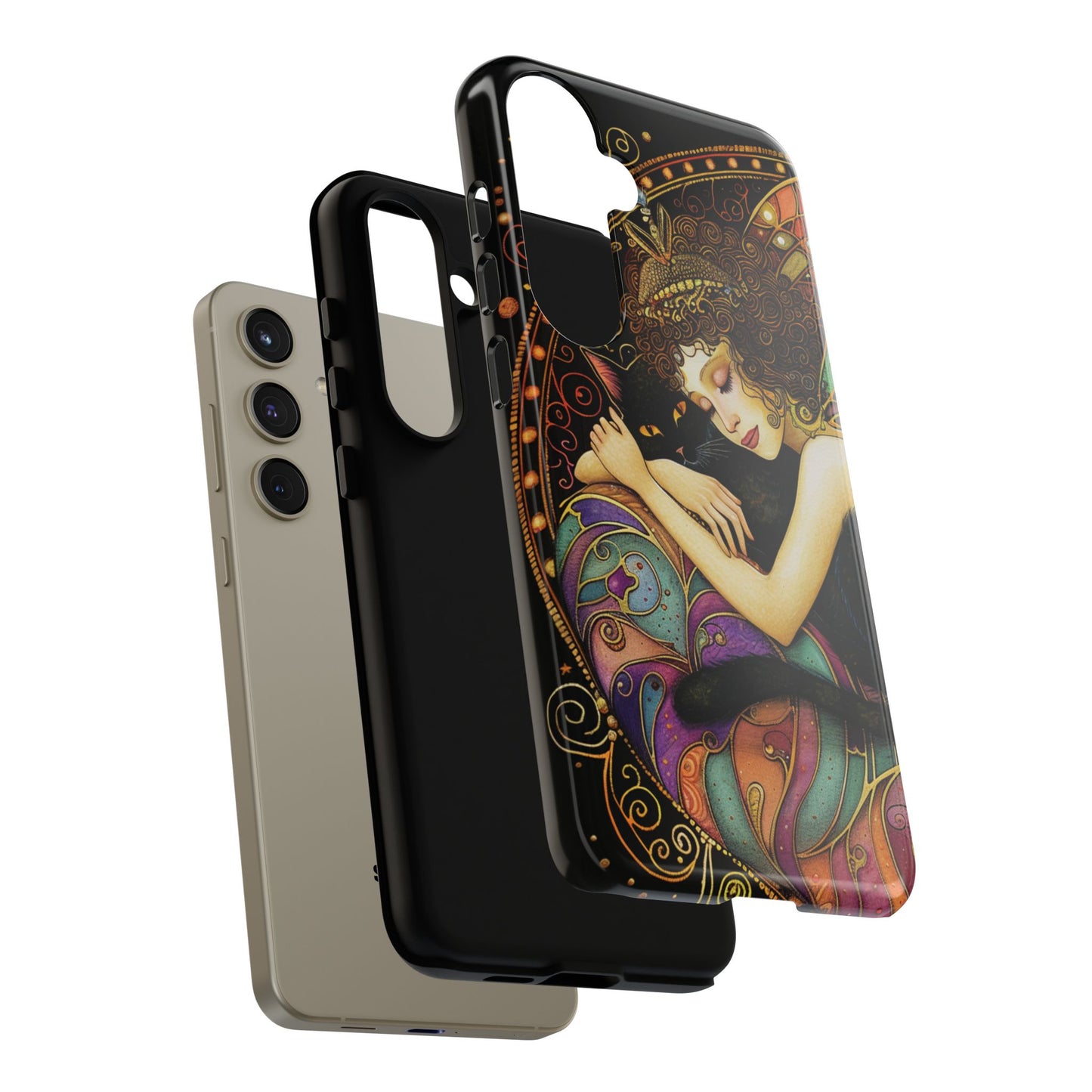 Artistic Phone Case for Cat Lovers, Tough Cases with Enchanting Design, Unique Gift for Birthdays, Holidays, and Celebrations